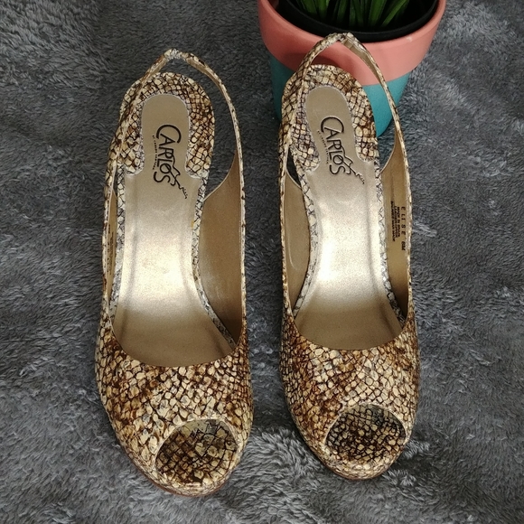 Carlos Santana Elise Snake Print Heeled Slingback - Picture 11 of 12